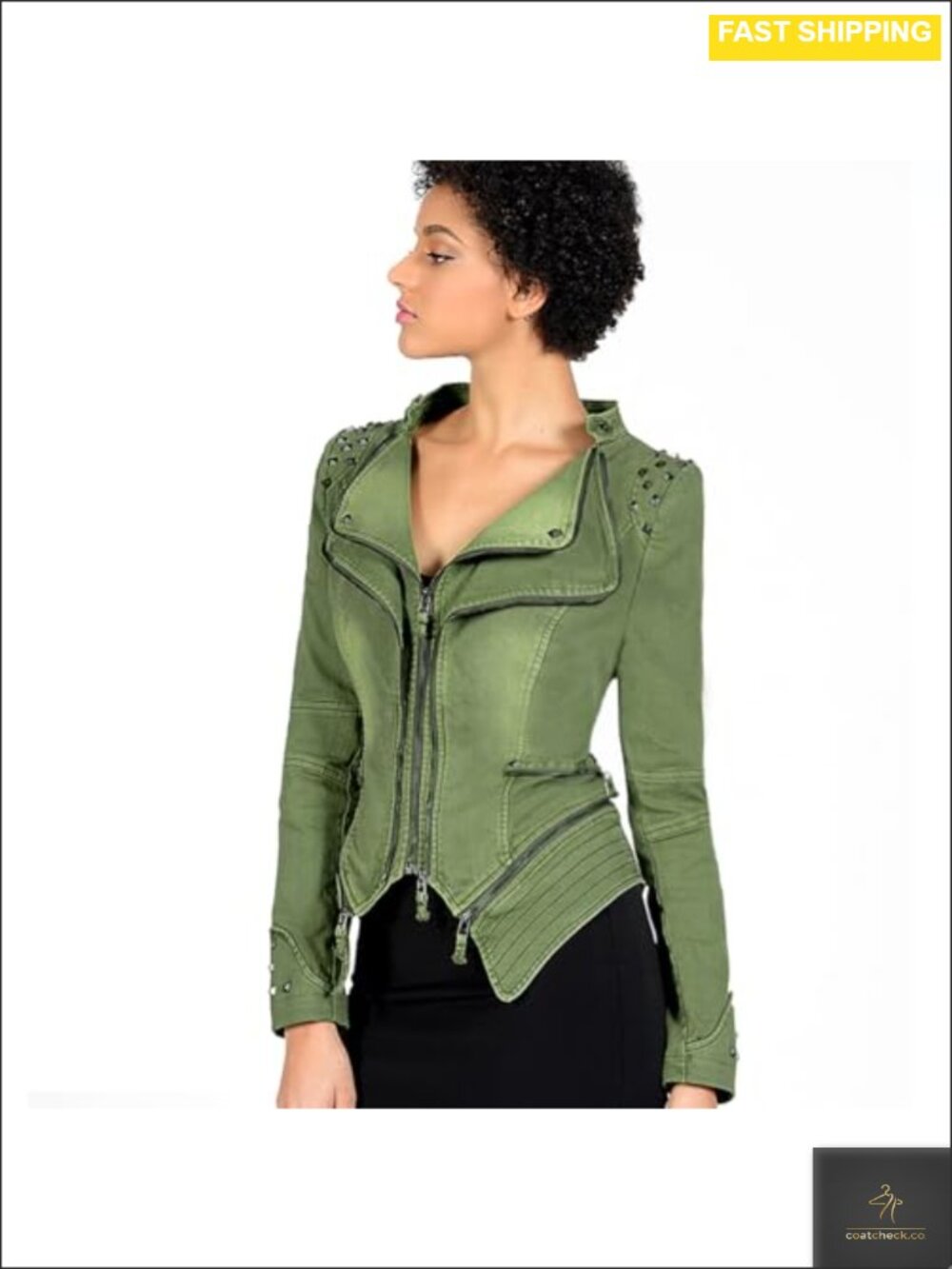 Women's Classic Tailcoat Denim Jacket Punk Motorcycle Riding Coat